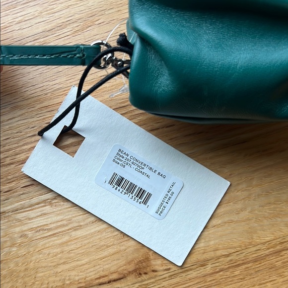 NWT STAUD Teal Gathered Leather CONVERTIBLE BAG 👛🍾🥂 - Picture 6 of 6